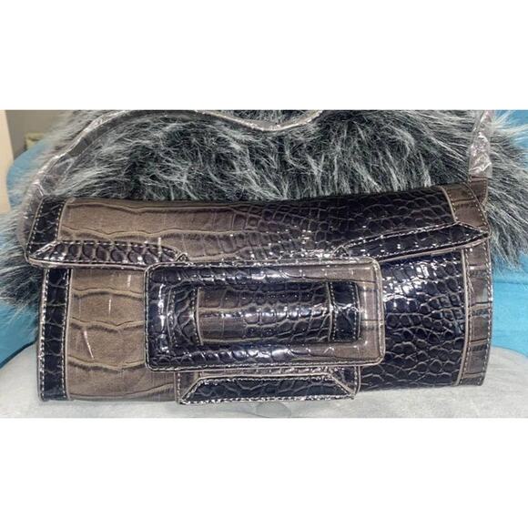 Sondra Roberts Squared Ombre Brown Clutch Shoulder Bag New - Picture 1 of 6